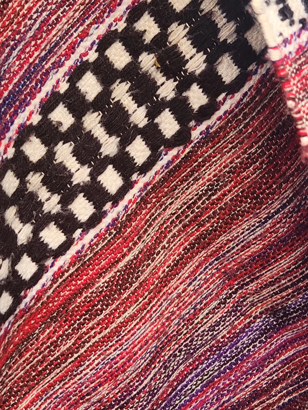 Handwoven Wool Purple & Pink Striped Throw Blanket with Fringe